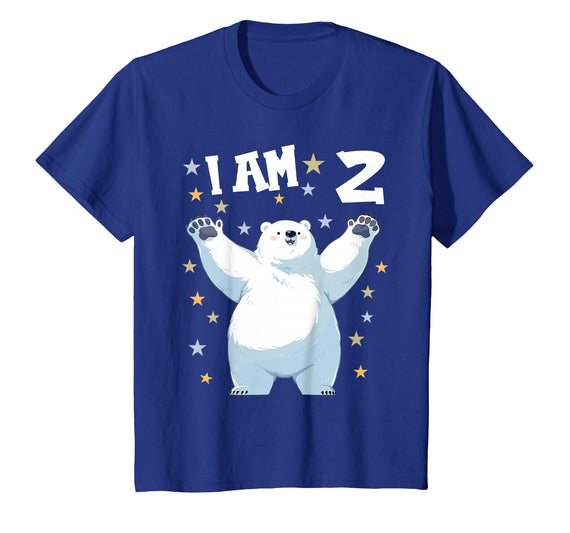 2 years old 2nd birthday Polar Bear Kids 2 Years Old 2 Birthday Polar Bears Boy Girl Polar Bear T-Shirt - Royal Blue