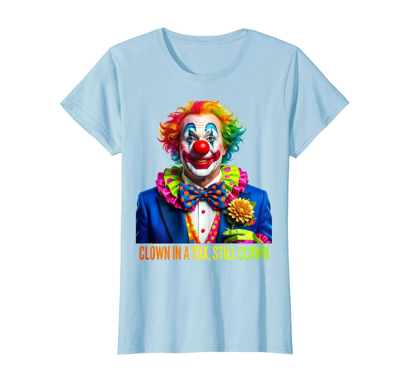Mademark Clown In A Tux, Still Clown Design T-Shirt - Baby Blue