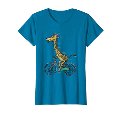 Giraffe Riding Bicycle Vintage T-Shirt