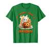 Boo Watercolor Pumpkin Cup Light Witch Hat Bottle Bourbon My Favorite Spirit is Bourbon Happy Halloween Boo T-Shirt - Kelly