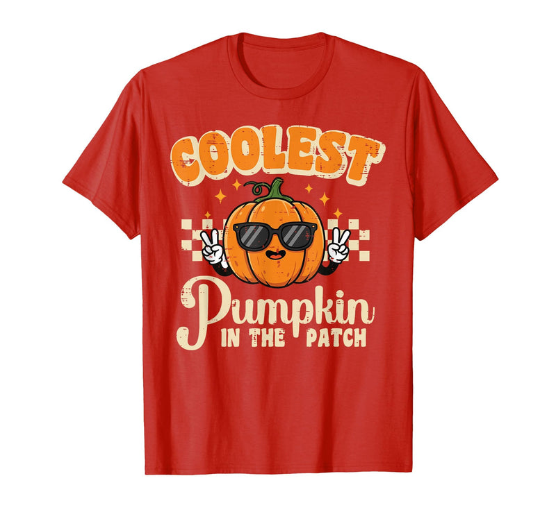 Halloween Shirts For Women Men Kids Boys Girls Halloween Coolest Pumpkin in Patch Costume Boys Kids Youth T-Shirt - Red