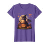 Halloween Dragons Fantasy Spooky Witchy Cute Halloween Dragon Witch Hat Pumpkin Moon Fantasy T-Shirt - Purple Heather