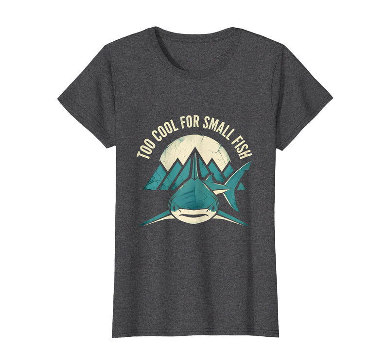 Mademark Too Cool For Small Fish Whale Shark Design T-Shirt - Dark Heather Grey