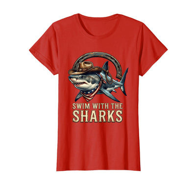 Swim With The Sharks Bold Ocean Design T-Shirt