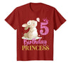 Kids 5th Birthday Rabbit Princess Girl Bunny 5 Years Old T-Shirt in Cranberry Red