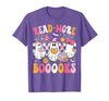 Read More Books Ghost Halloween Teacher Outfits Read More Books Ghosts Reading Book Funny Teacher Halloween T-Shirt - Purple