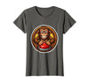 Mademark Monkey Pressing Big Red Button Funny Stupid Tee T-Shirt - Women - Asphalt Grey