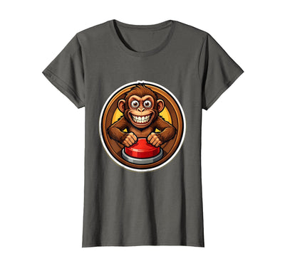 Monkey Pressing The Big Red Button T-Shirt - Pink