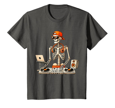 Funny Skeleton DJ Halloween Men Outfit Skeleton DJ Halloween Costume Turntable Music Funny Men Boys T-Shirt