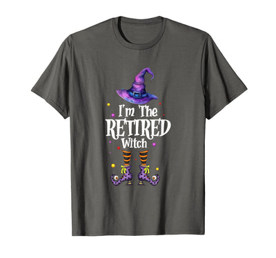 Funny Quote Horror Costume Party Family Friends I'm The Retired Witch Spooky Scary Halloween Retiree Women T-Shirt