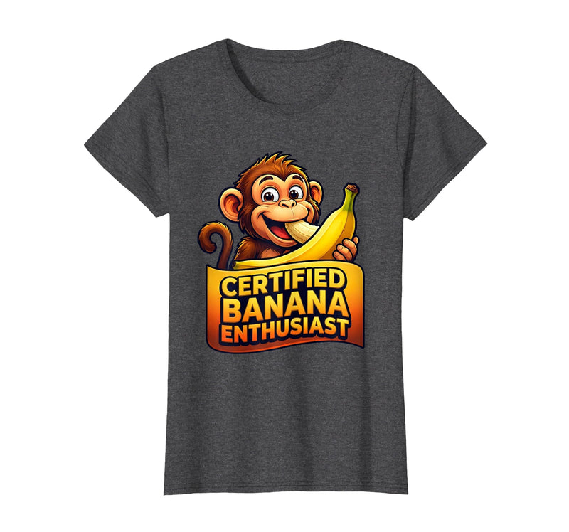 Mademark Certified Banana Enthusiast Funny Monkey Design T-Shirt - Women - Dark Heather Grey