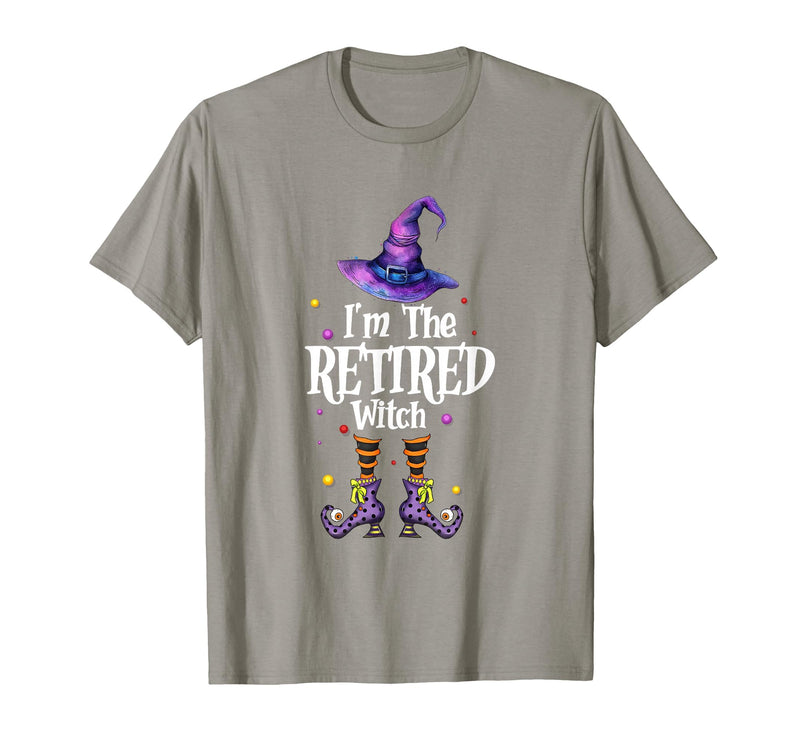 Funny Quote Horror Costume Party Family Friends I'm The Retired Witch Spooky Scary Halloween Retiree Women T-Shirt - Slate