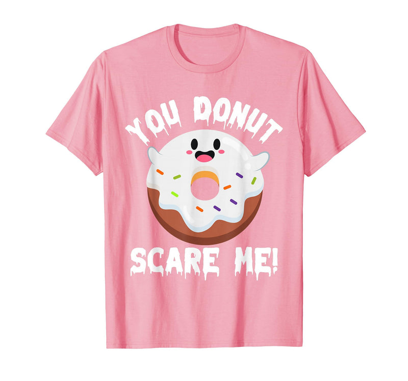 Donut Halloween Shirt Halloween Donut Costume Kids Men Women Doughnut Scare Me T-Shirt - Pink