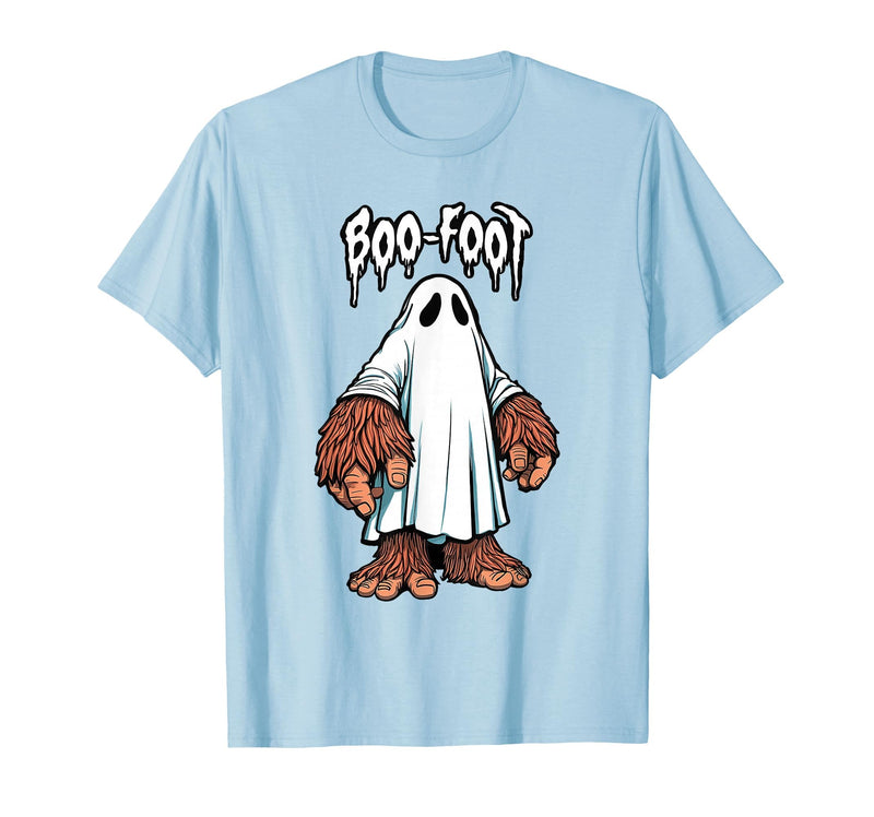Spooky Bigfoot Sasquatch Ghost Halloween Humor Fun Boo Foot Bigfoot Ghost Sasquatch Halloween Funny Humor T-Shirt - Baby Blue