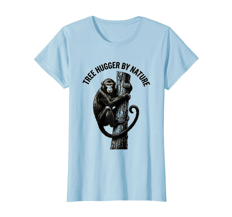 Mademark Tree Hugger By Nature Monkey Design T-Shirt - Women - Baby Blue