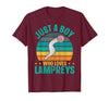 Sea Lamprey Fish Quote Just a boy who Loves Lampreys Quote for a Lamprey Boy T-Shirt - Burgundy