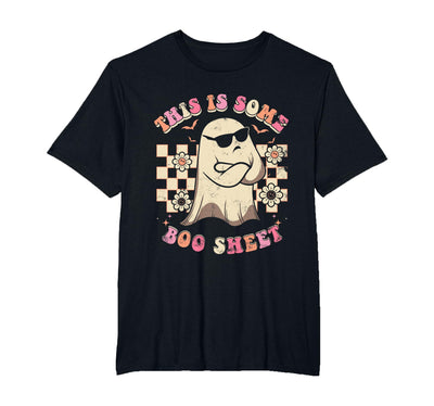 Groovy This is Some Boo Sheet Ghost Halloween Tee This is Some Boo Sheet Retro Halloween Costume for Men Women T-Shirt