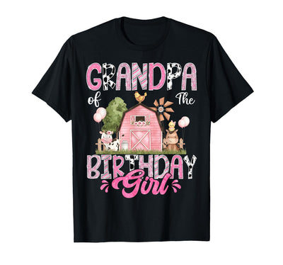 Grandpa of the Birthday Girl 1st Birthday Pink Cow Farm T-Shirt