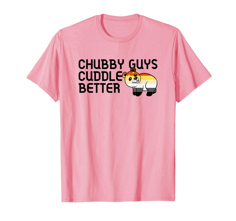 LGBTQ Pride Gifts Chubby Guys Cuddle Better Gay Bear Pride Couple Flag Love T-Shirt - Pink
