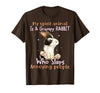Cute Rabbit Lover Bunny Graphic T-Shirt (Dark Heather Grey) in Brown