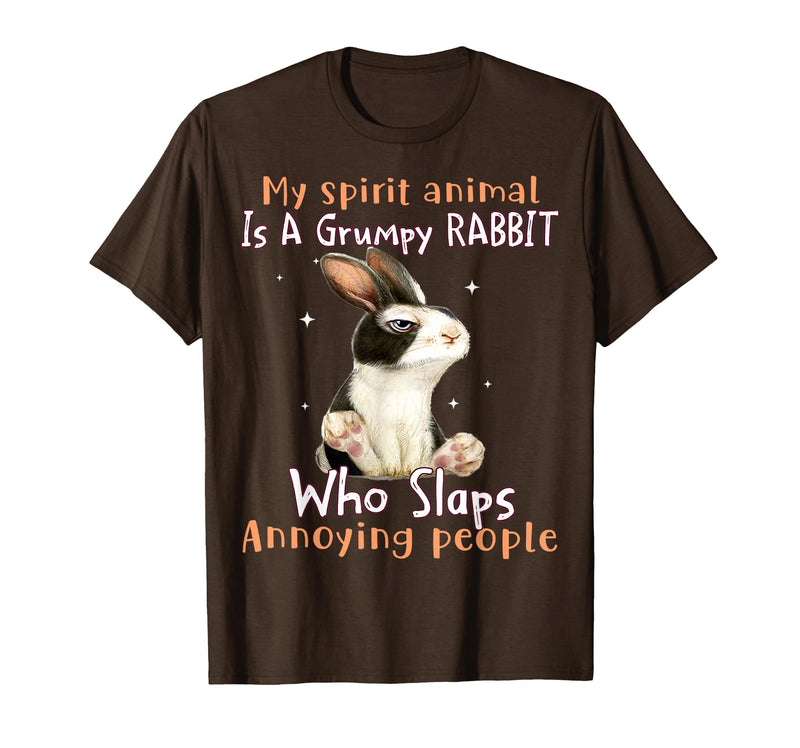 Cute Rabbit Lover Bunny Graphic T-Shirt (Dark Heather Grey) in Brown
