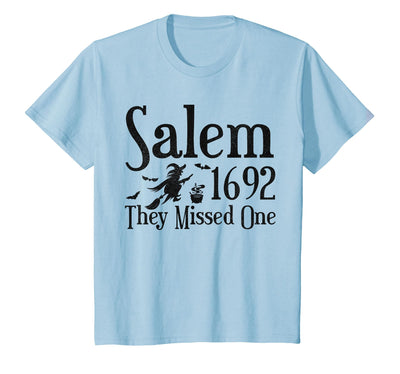 Salem 1692 They Missed One Witch Tees 1692 They Missed One Salem Womens Halloween Distressed T-Shirt