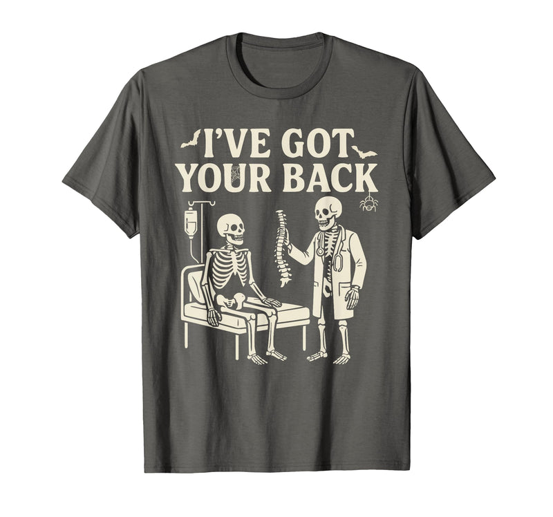 Halloween Costume For Doctor I've Got Your Back I've Got Your Back Halloween Skeleton Doctor Costume T-Shirt - Asphalt Grey
