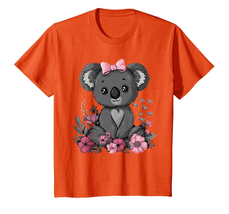 We Love Koalas - Kids Apparel Co. Koala Kawaii Koala Bear Pink Bow Flowers Girls Kids T-Shirt - Orange
