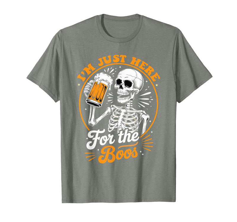Boos Halloween Costume Cute skeleton I'm Just Here for The Boos Halloween Costume Skeleton Cute T-Shirt - Olive Heather