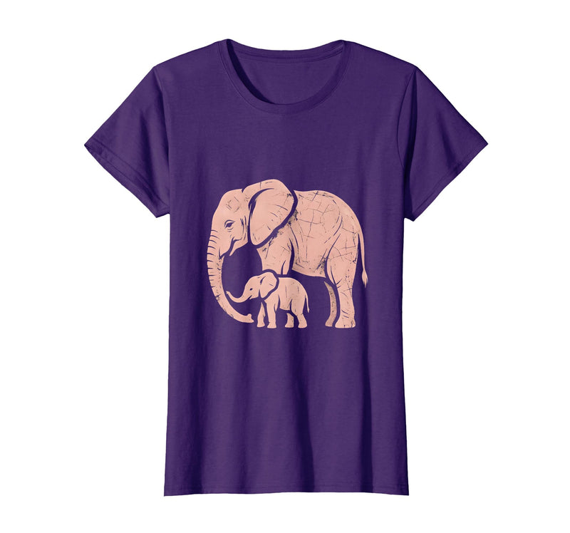 Mademark Mama Elephant Trunk Wrapped Around Baby T-Shirt - Women - Purple