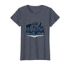 Mademark Wild Alaska Adventure: Bear, Fish, Eagle Mountain Scene T-Shirt - Heather Blue