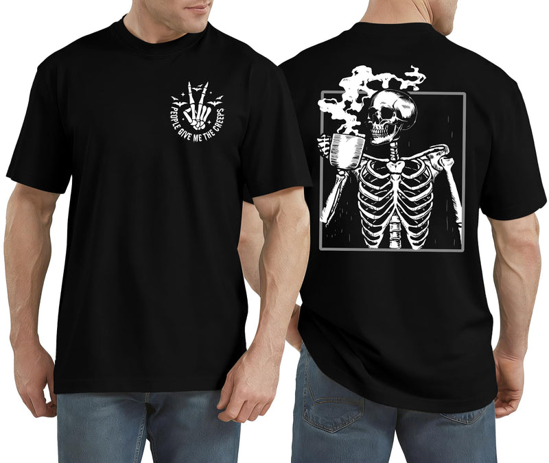 Ithalt Mens Halloween Shirt Halloweentown T Shirt Pumpkin Short Sleeve Top - Black1