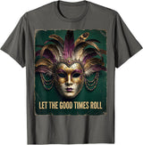 Let the Good Times Roll Mardi Gras Women's Design T-Shirt - Asphalt Grey
