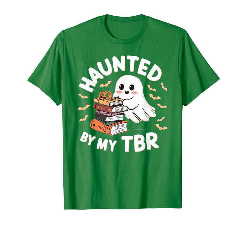 Halloween Student Books Lovers Haunted By My TBR Haunted By My TBR Cute Ghost Book Reading Teacher Halloween T-Shirt - Kelly