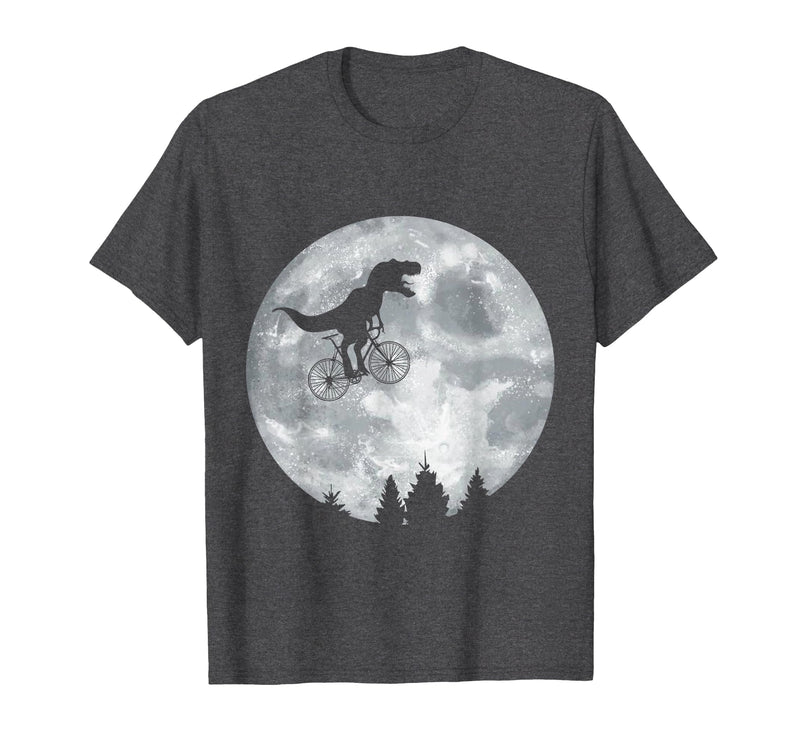 Check out my other Dinosaur T-shirts Dino Trex Riding Moon Bike Halloween Lunar Cycling T-Shirt - Dark Heather Grey
