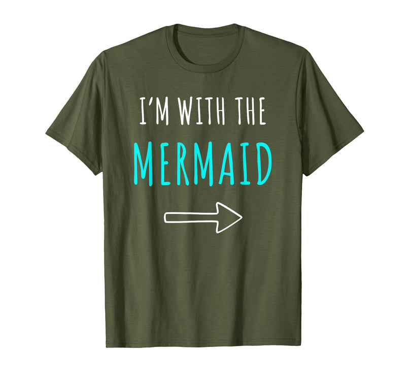 Mermaid Shirt Funny Easy Halloween Shirt Funny Mermaid Halloween Parents or Couples Costume T-Shirt - Olive Green