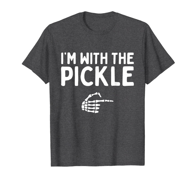 Funny Halloween Costume Holiday Party Gift I'm with The Pickle Funny Halloween Costume Matching Couples T-Shirt - Dark