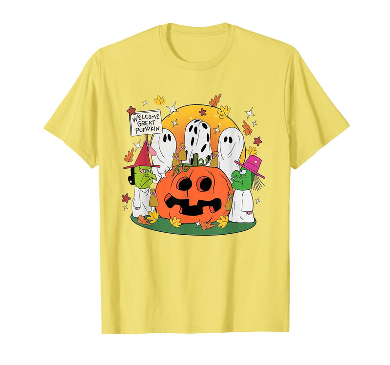 Funny Halloween gift tee Welcome Great Pumpkin Boo Witch Pumpkin Halloween T-Shirt - Lemon Yellow