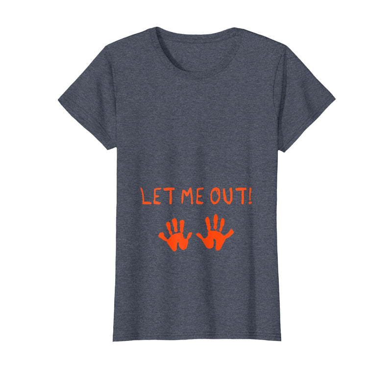 Halloween Pregnancy Costume Funny Tees Let Me Out Halloween Pregnancy Costume Baby Funny T-Shirt T-Shirt - Heather Blue