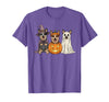 Funny Retro Australian Cattle Dog Halloween Witch Spooky Ghost Blue Heeler Pumpkin Halloween Dog Lover T-Shirt - Purple