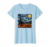 Teacher Halloween by K Halloween Pumpkin Starry Night Van Gogh Funny Art Teacher T-Shirt - Baby Blue