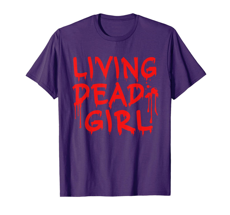 Living Dead Girl Dripping Blood Halloween Zombie Movie T-Shirt - Purple