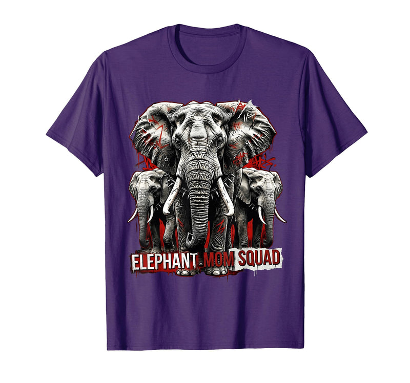 Mademark Elephant Mom Squad Cute Wildlife Design T-Shirt - Men - Purple