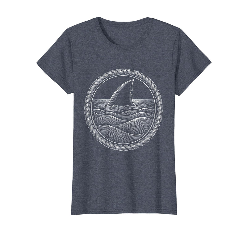 Mademark Shark Tail Diving Into Ocean Depths Graphic T-Shirt - Heather Blue