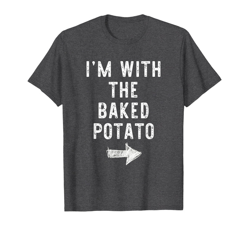 Im With The Baked Potato Halloween Costume I’m with The Baked Potato Funny Halloween Couple Costume T-Shirt - Dark Heather