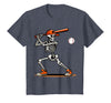 Funny Halloween Skeleton Sports Boys Costume Baseball Skeleton Spooky Boys Halloween Baseball Player T-Shirt - Heather Blue