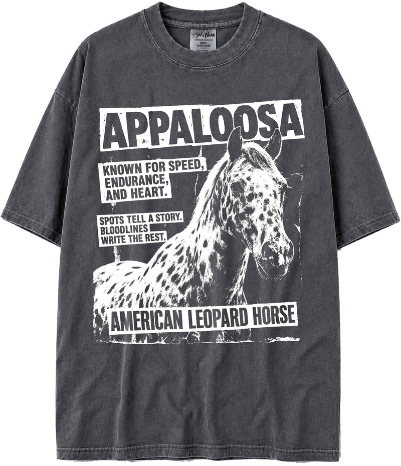 BABATEES U.S.A. MAX-Heavyweight Punk Rock Animals Shaka Wear Oversized 7.5oz Cotton Tshirt - Appaloosa