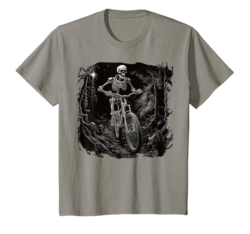 Scary Cyclist Skeleton Gifts Cycling Skeleton Mountain MTB Bicycle Cyclist Skeleton T-Shirt - Slate Grey