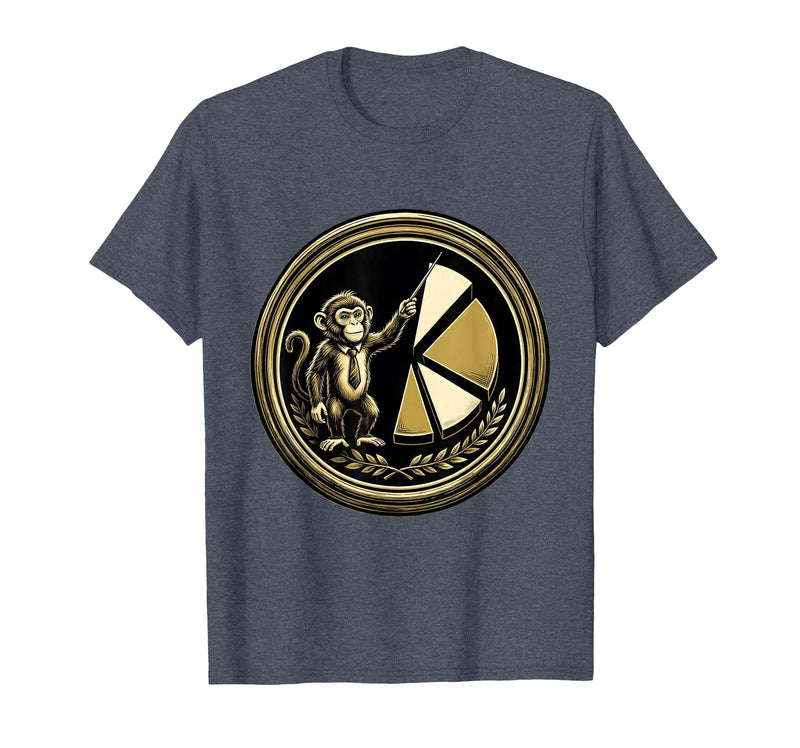 Mademark Monkey Business Pie Chart Funny Graphic Tee T-Shirt - Men - Heather Blue