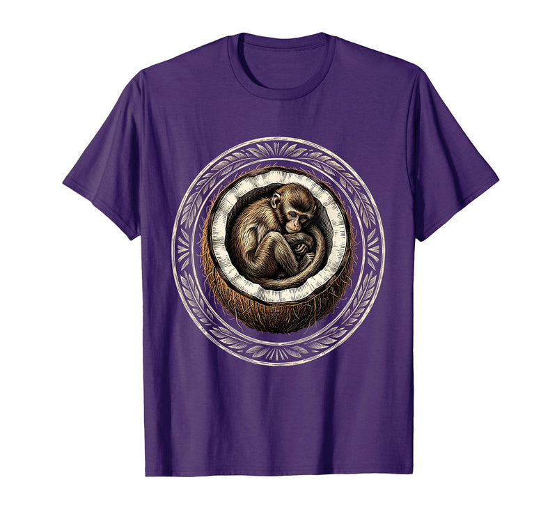 Mademark Cozy Monkey Curled in a Coconut Shell T-Shirt - Men - Purple